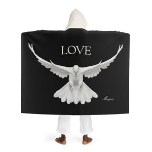 Hooded Sherpa Fleece "Love Dove" Blanket